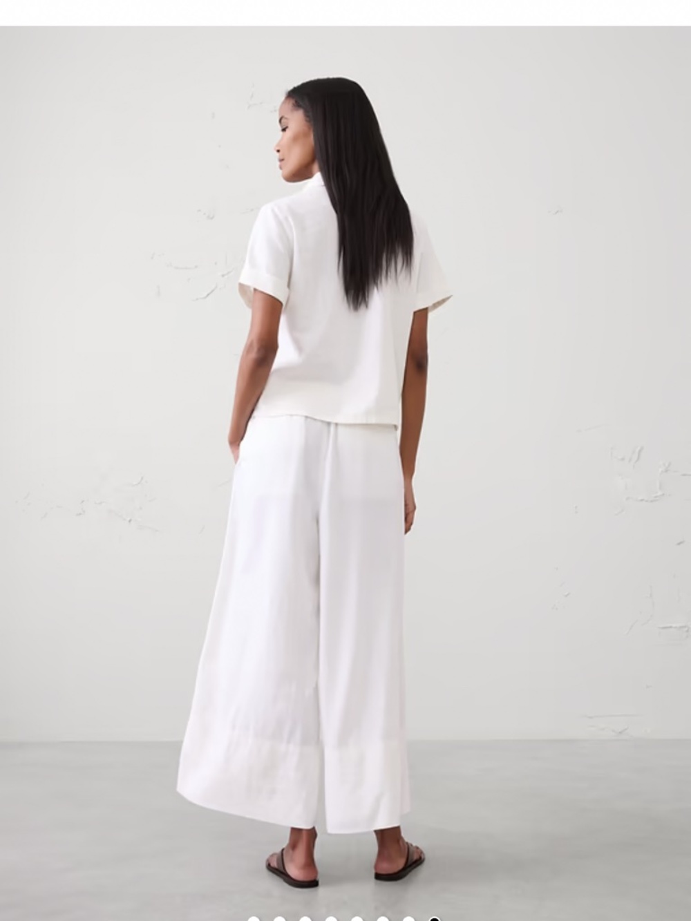 BANANA REPUBLIC ANYDAY WIDE-LEG HIGH-RISE LINEN-BLEND CROPPED PANT Size M